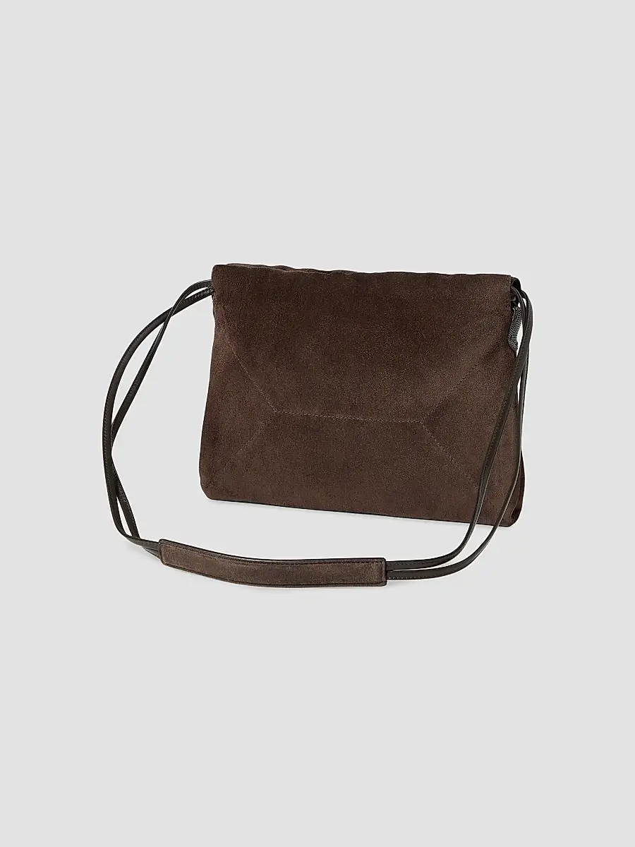 Brunello Cucinelli Women's Pouch Bag in Suede with Monili - Espresso | Thumbnail 3 Brunello Cucinelli Women's Pouch Bag in Suede with Monili - Espresso | Thumbnail 3
