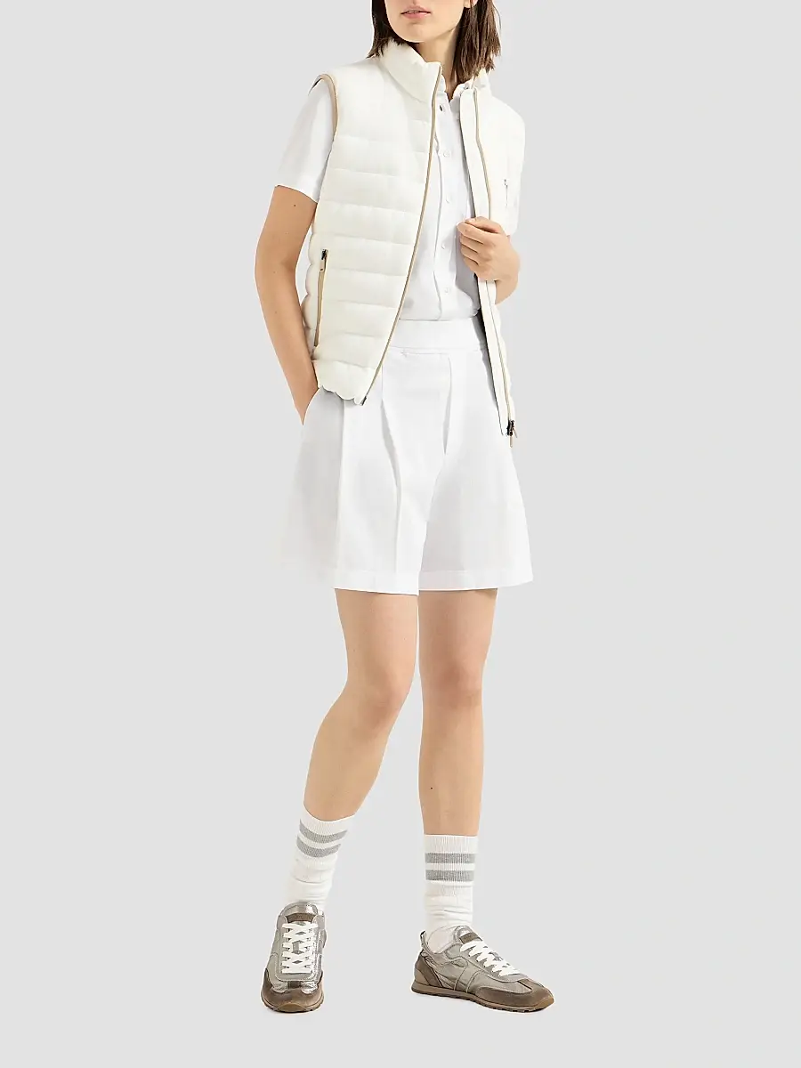 Brunello Cucinelli Women's Stretch Cotton Piqué Short Sleeve Shirt | Thumbnail 2