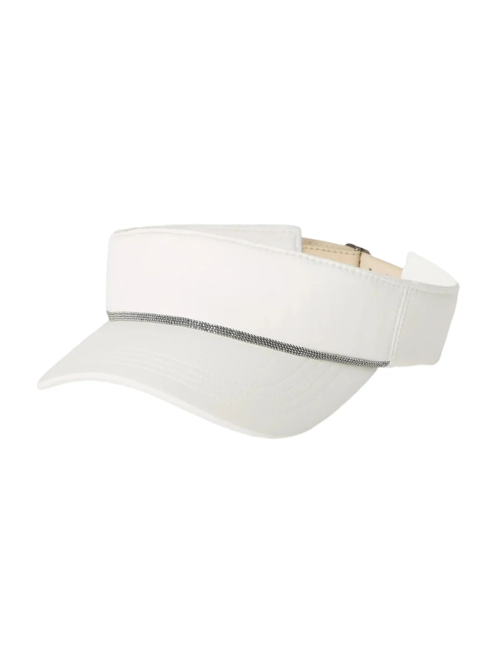 Brunello Cucinelli Women's Nylon Visor Hat with Shiny Band - White