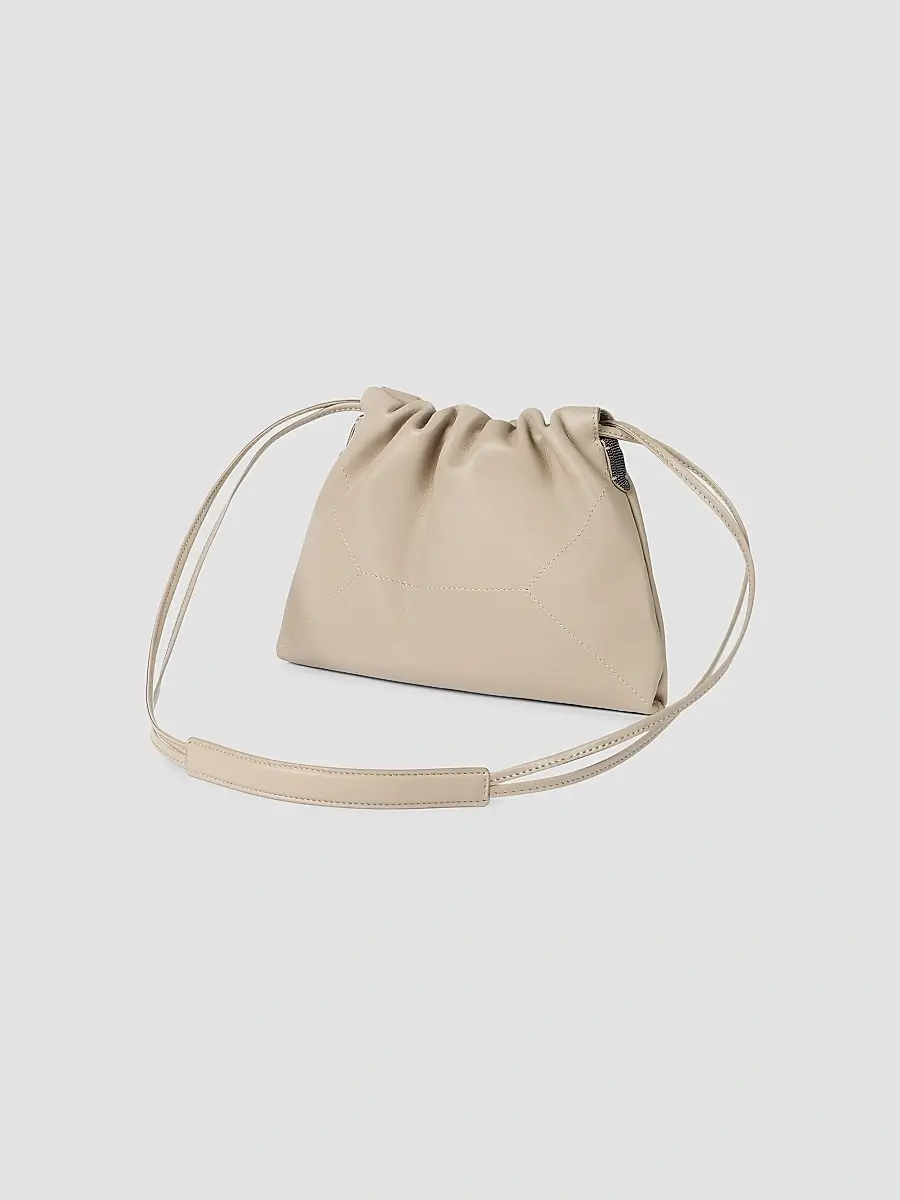Brunello Cucinelli Women's Pouch Bag in Calfskin with Monili - Buff | Thumbnail 3 Brunello Cucinelli Women's Pouch Bag in Calfskin with Monili - Buff | Thumbnail 3