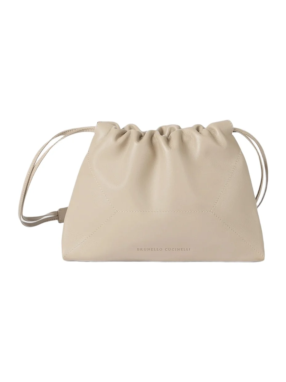 Women's Pouch Bag in Calfskin with Monili - Buff Women's Pouch Bag in Calfskin with Monili - Buff
