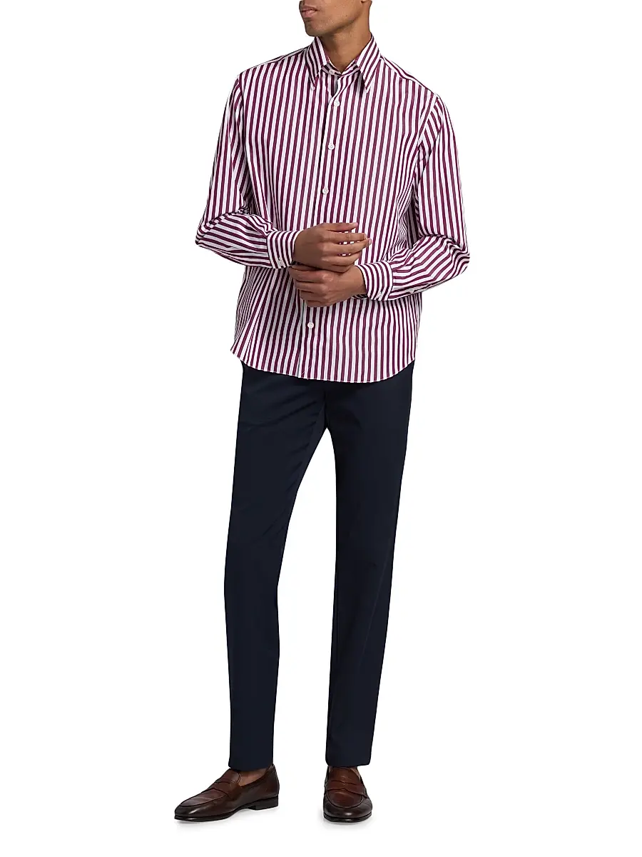 Isaia Men's Bengal Stripe Cotton Shirt | Thumbnail 2 Isaia Men's Bengal Stripe Cotton Shirt | Thumbnail 2