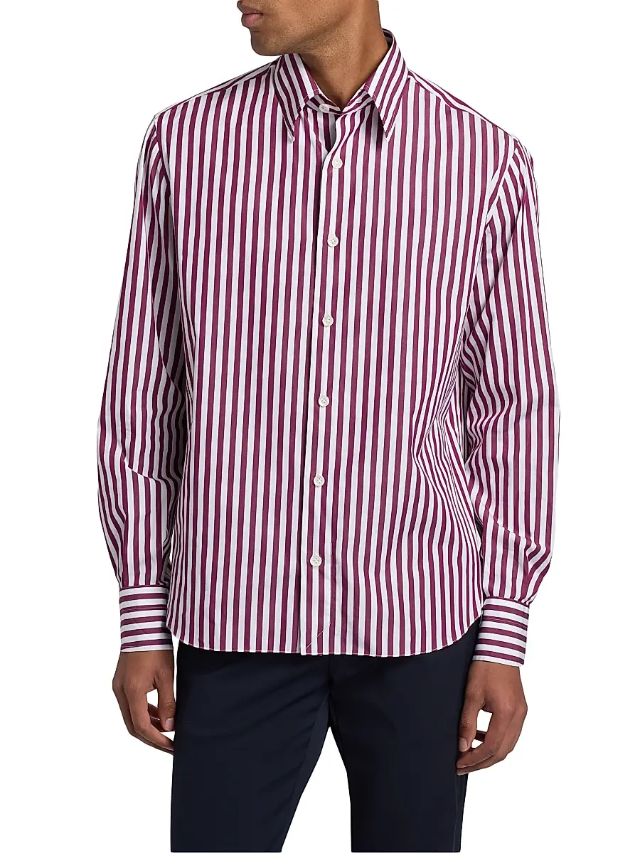 Isaia Men's Bengal Stripe Cotton Shirt | Thumbnail 3 Isaia Men's Bengal Stripe Cotton Shirt | Thumbnail 3