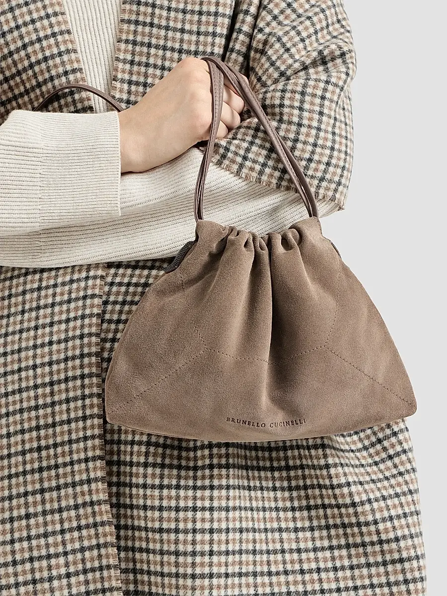 Brunello Cucinelli Women's Pouch Bag in Suede with Monili - Brown | Thumbnail 2 Brunello Cucinelli Women's Pouch Bag in Suede with Monili - Brown | Thumbnail 2