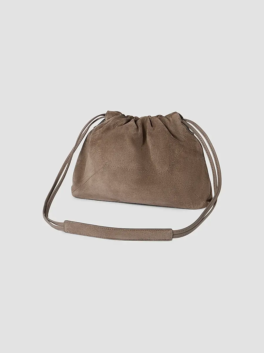 Brunello Cucinelli Women's Pouch Bag in Suede with Monili - Brown | Thumbnail 3 Brunello Cucinelli Women's Pouch Bag in Suede with Monili - Brown | Thumbnail 3