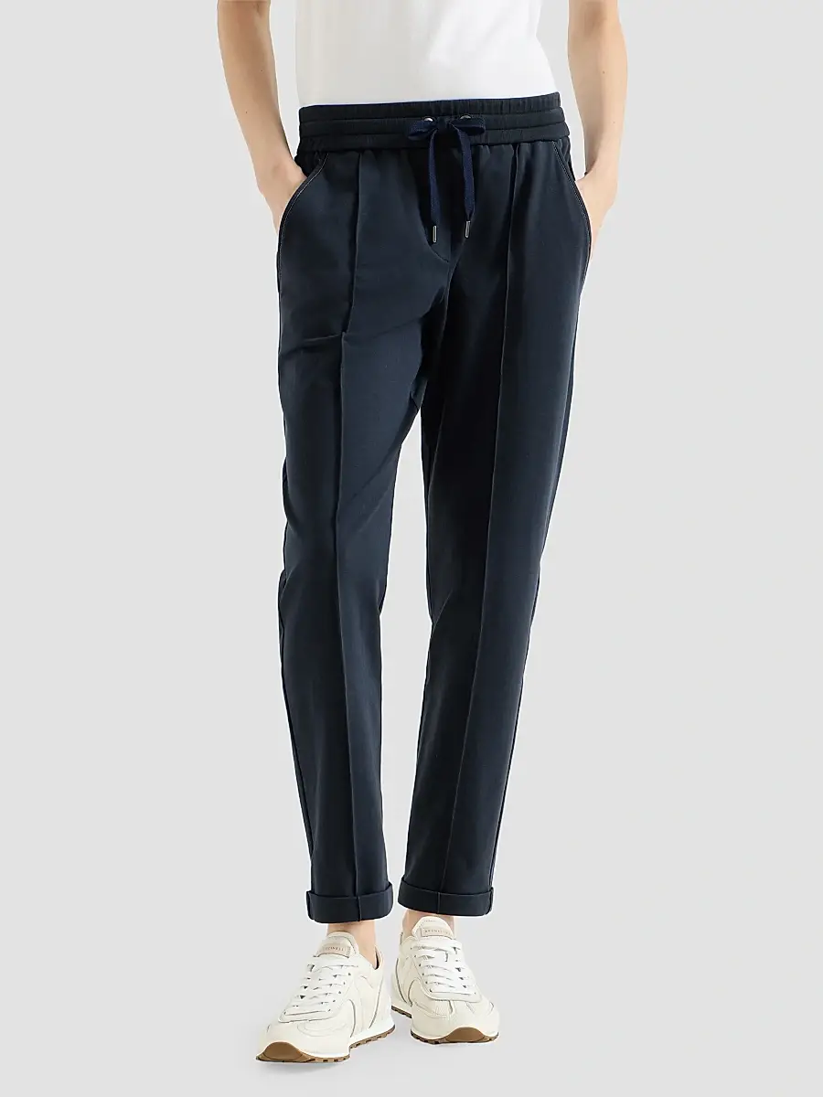 Brunello Cucinelli Women's Stretch Cotton Lightweight French Terry Track Trousers | Thumbnail 3 Brunello Cucinelli Women's Stretch Cotton Lightweight French Terry Track Trousers | Thumbnail 3