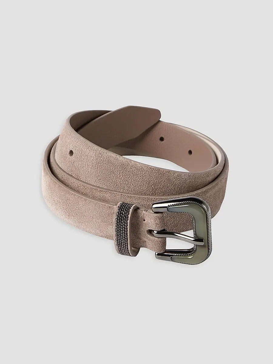 Brunello Cucinelli Women's Suede Belt with Shiny Loop - Light Brown | Thumbnail 3 Brunello Cucinelli Women's Suede Belt with Shiny Loop - Light Brown | Thumbnail 3