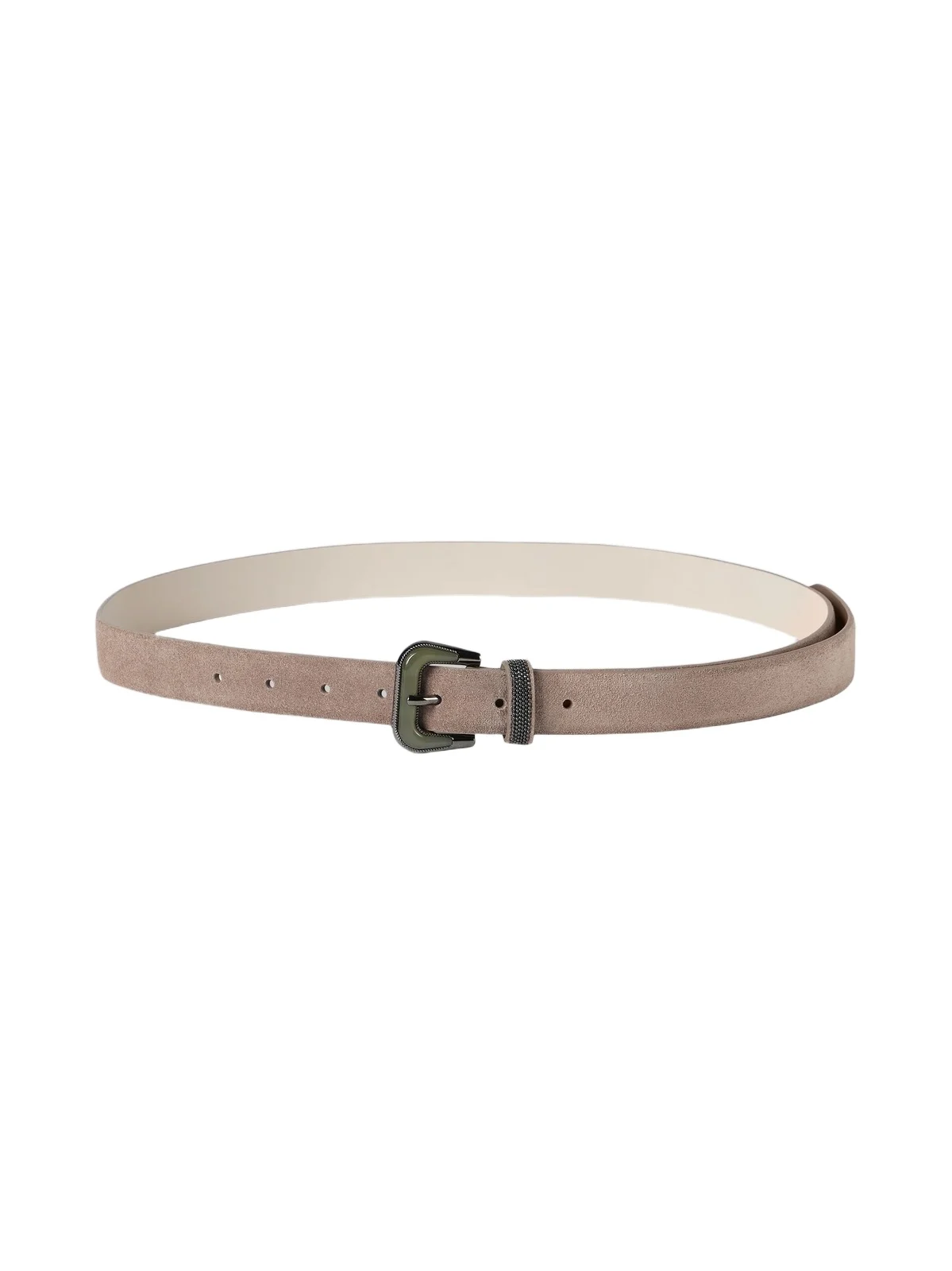 Brunello Cucinelli Women's Suede Belt with Shiny Loop - Light Brown