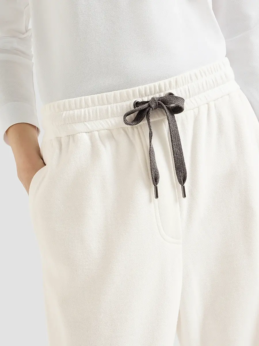 Brunello Cucinelli Women's Techno Cotton Piqué Track Trousers | Thumbnail 6 Brunello Cucinelli Women's Techno Cotton Piqué Track Trousers | Thumbnail 6