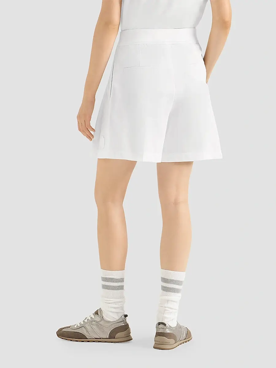 Brunello Cucinelli Women's Stretch Cotton Piqué Active Shorts with Logo - White | Thumbnail 4 Brunello Cucinelli Women's Stretch Cotton Piqué Active Shorts with Logo - White | Thumbnail 4