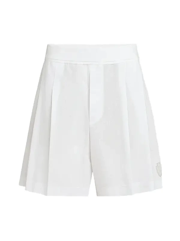 Women's Stretch Cotton Piqué Active Shorts with Logo - White Women's Stretch Cotton Piqué Active Shorts with Logo - White