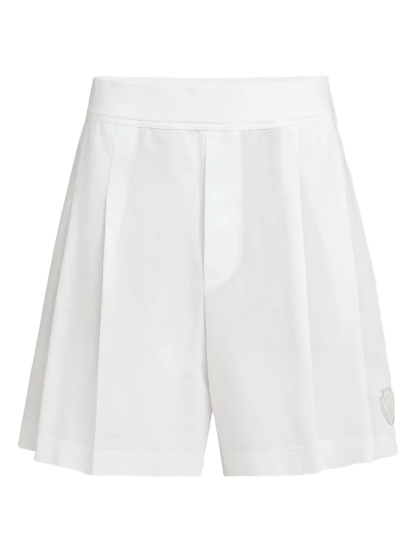 Women's Stretch Cotton Piqué Active Shorts with Logo - White Women's Stretch Cotton Piqué Active Shorts with Logo - White