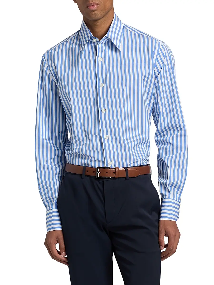 Isaia Men's Bengal Stripe Cotton Shirt | Thumbnail 3 Isaia Men's Bengal Stripe Cotton Shirt | Thumbnail 3