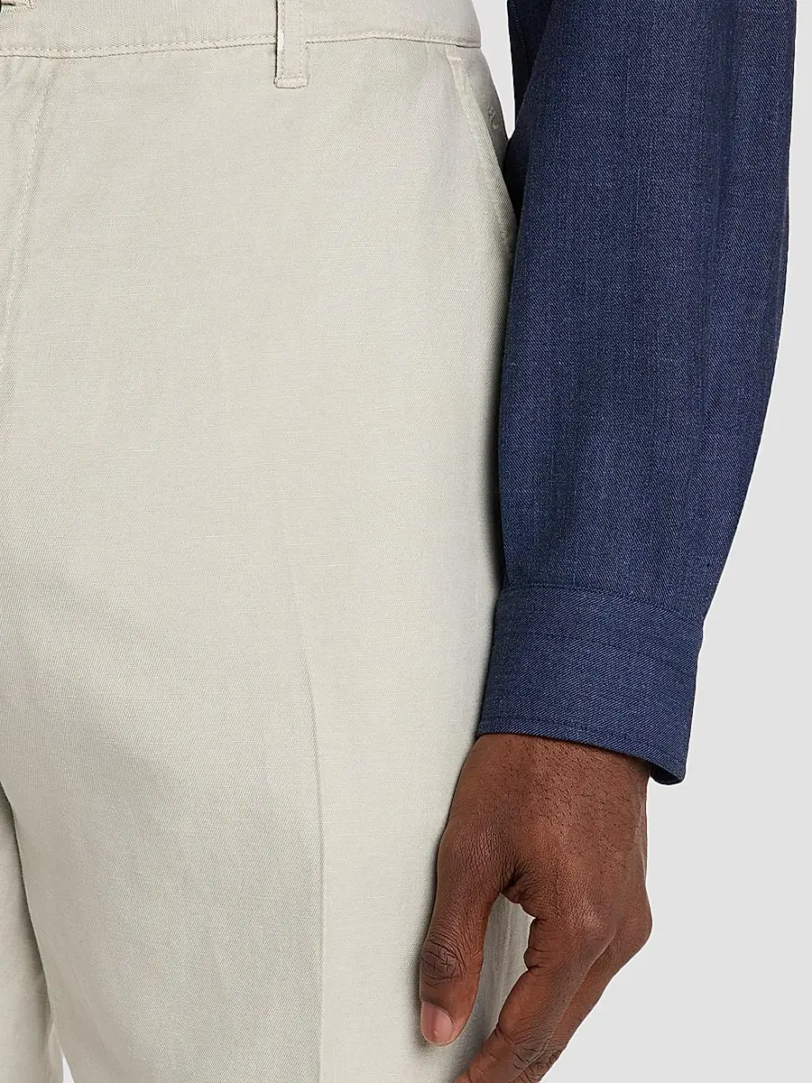 Isaia Men's Cotton-Linen-Blend Crease-Front Pants | Thumbnail 5 Isaia Men's Cotton-Linen-Blend Crease-Front Pants | Thumbnail 5