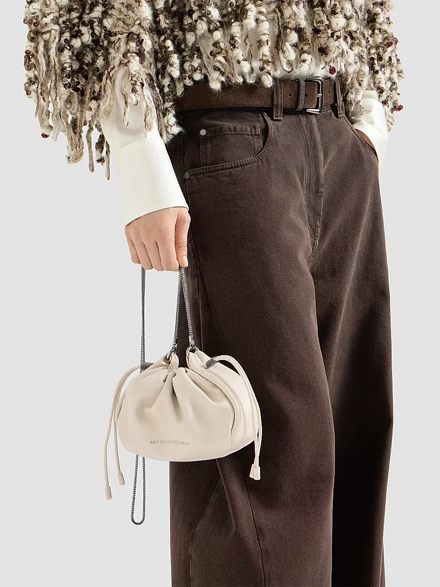 Brunello Cucinelli Women's Mellow Mini Bucket Bag in Soft Leather - Ivory | Thumbnail 2 Brunello Cucinelli Women's Mellow Mini Bucket Bag in Soft Leather - Ivory | Thumbnail 2