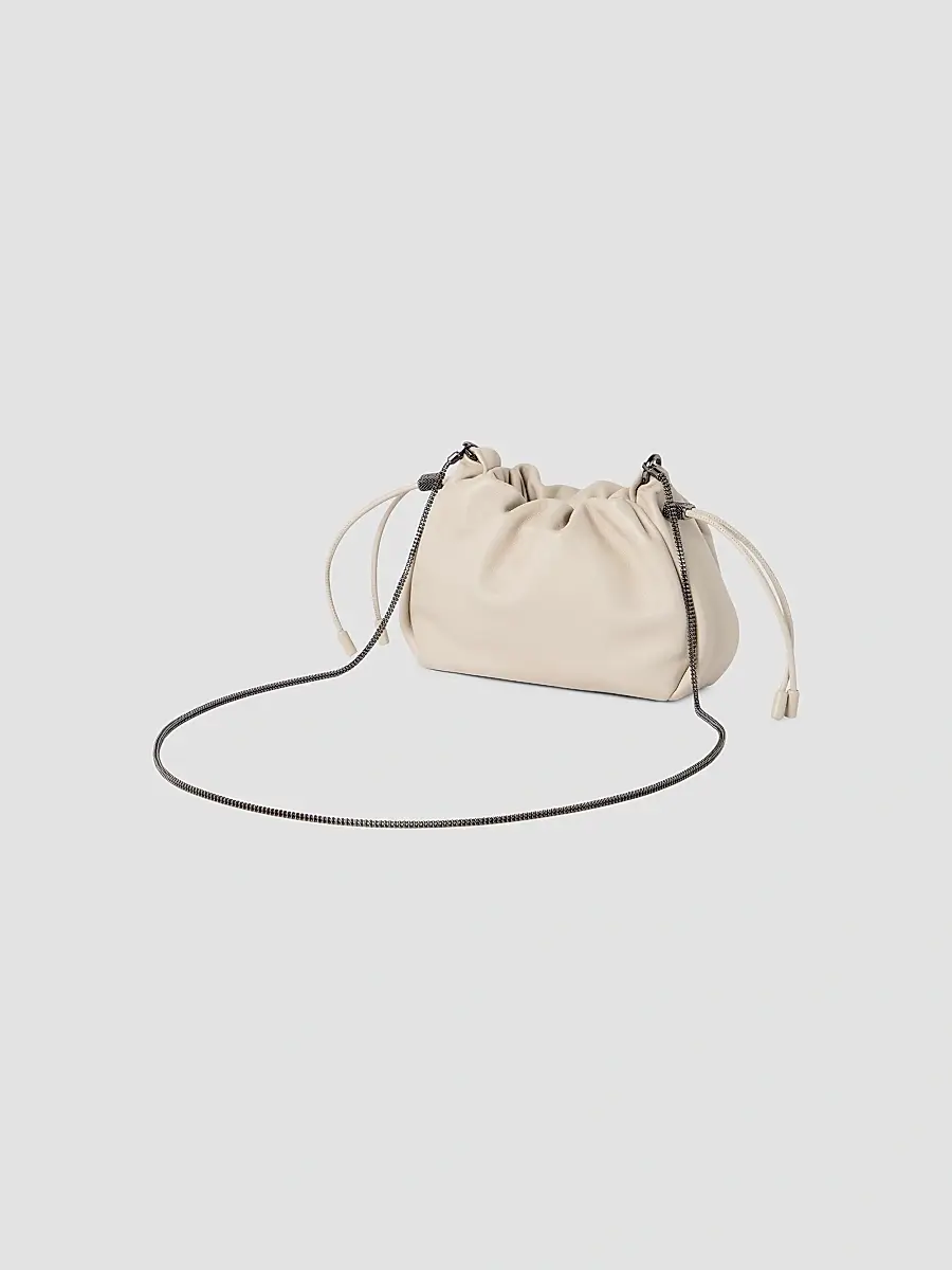 Brunello Cucinelli Women's Mellow Mini Bucket Bag in Soft Leather - Ivory | Thumbnail 3 Brunello Cucinelli Women's Mellow Mini Bucket Bag in Soft Leather - Ivory | Thumbnail 3