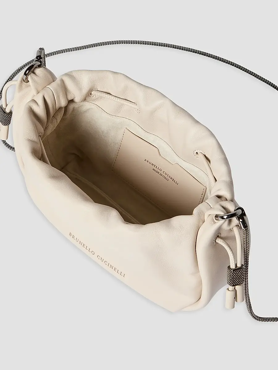 Brunello Cucinelli Women's Mellow Mini Bucket Bag in Soft Leather - Ivory | Thumbnail 5 Brunello Cucinelli Women's Mellow Mini Bucket Bag in Soft Leather - Ivory | Thumbnail 5