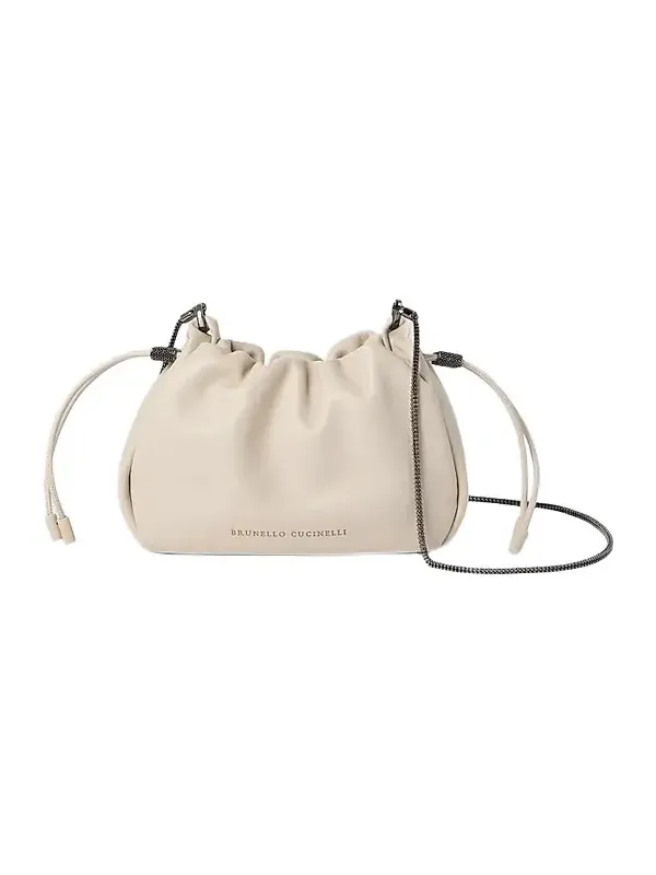 Women's Mellow Mini Bucket Bag in Soft Leather - Ivory Women's Mellow Mini Bucket Bag in Soft Leather - Ivory