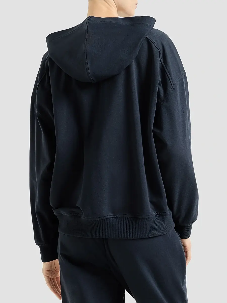 Brunello Cucinelli Women's Stretch Cotton Lightweight French Terry Hooded Sweatshirt | Thumbnail 4