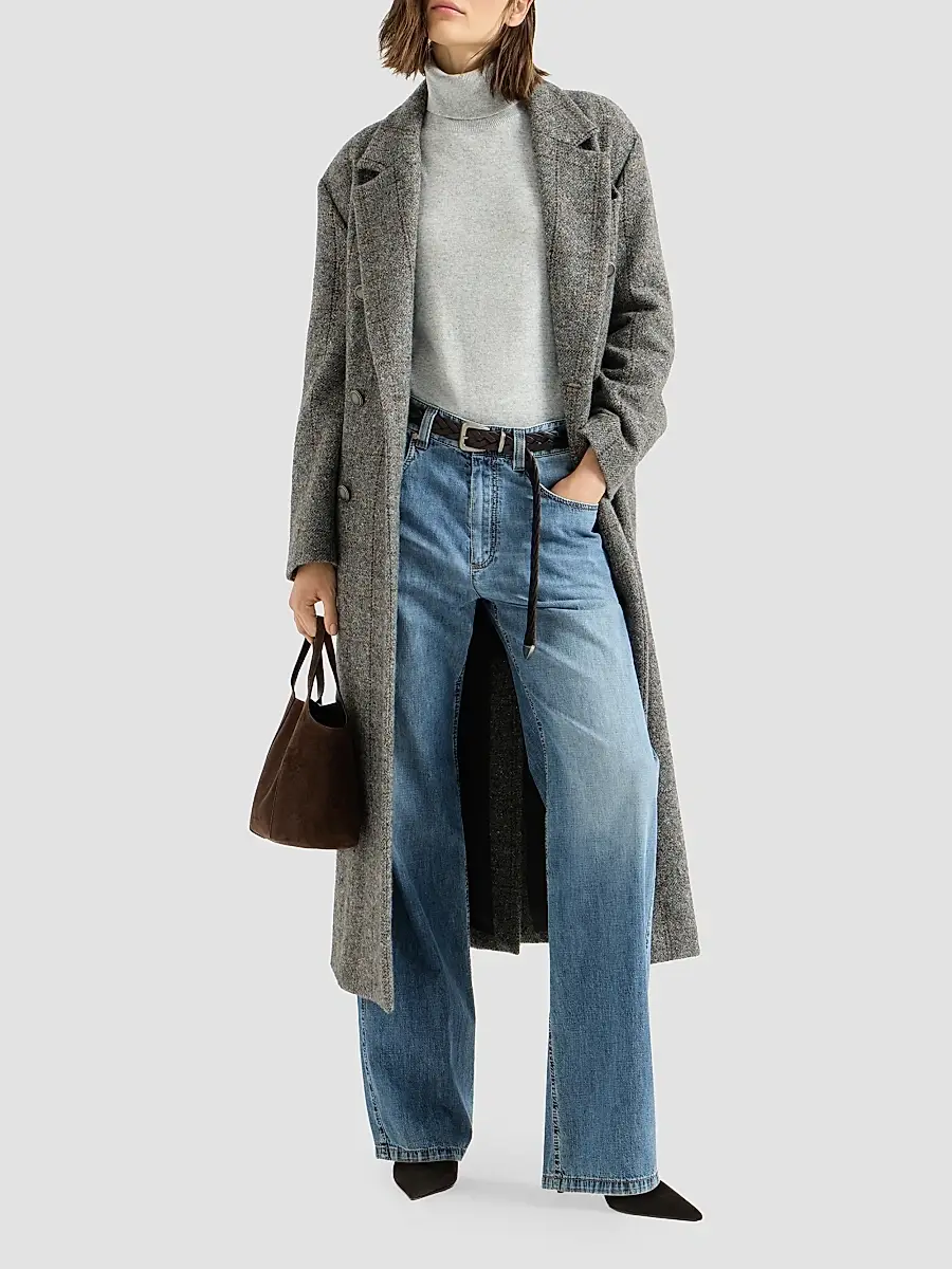 Brunello Cucinelli Women's Lightweight Denim Contemporary Loose Trousers | Thumbnail 2