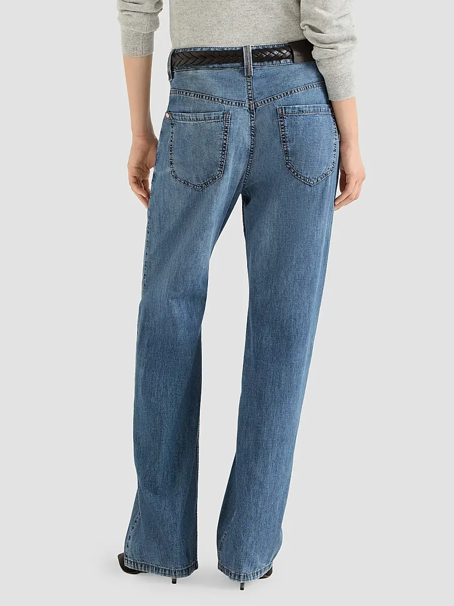 Brunello Cucinelli Women's Lightweight Denim Contemporary Loose Trousers | Thumbnail 4