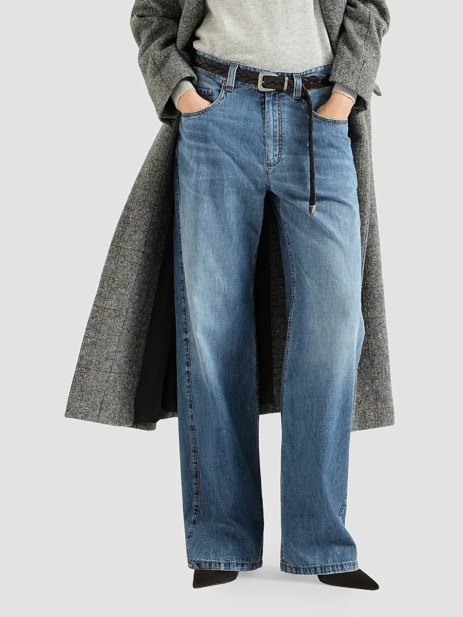 Brunello Cucinelli Women's Lightweight Denim Contemporary Loose Trousers | Thumbnail 6