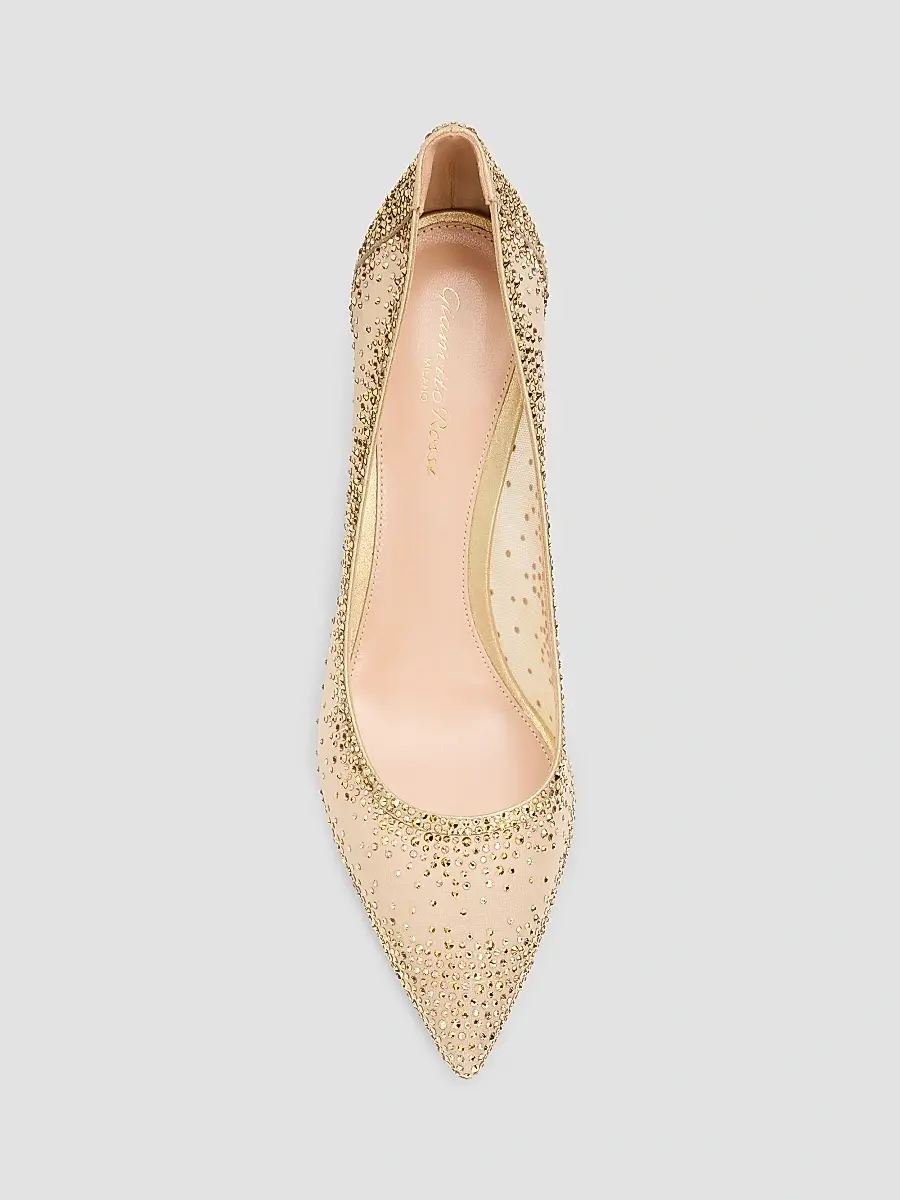 Gianvito Rossi Women's Rania 85MM Embellished Mesh & Suede Pumps - Menu Mekong Beige | Thumbnail 6