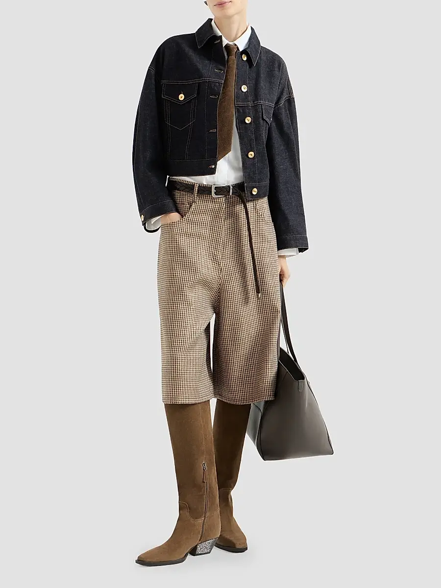 Brunello Cucinelli Women's No-Fade Denim Outerwear Jacket with Monili - Denim | Thumbnail 2 Brunello Cucinelli Women's No-Fade Denim Outerwear Jacket with Monili - Denim | Thumbnail 2