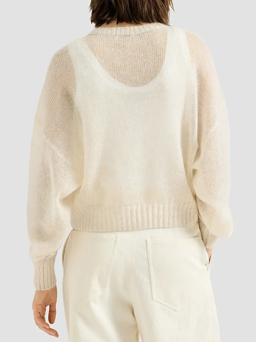 Brunello Cucinelli Women's Mohair and Wool Sweater - Ivory | Thumbnail 4