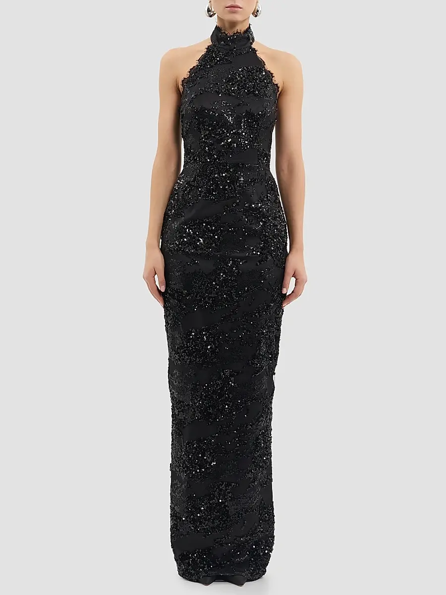 Rebecca Vallance Women's Beau Sequined Halterneck Gown | Thumbnail 2 Rebecca Vallance Women's Beau Sequined Halterneck Gown | Thumbnail 2