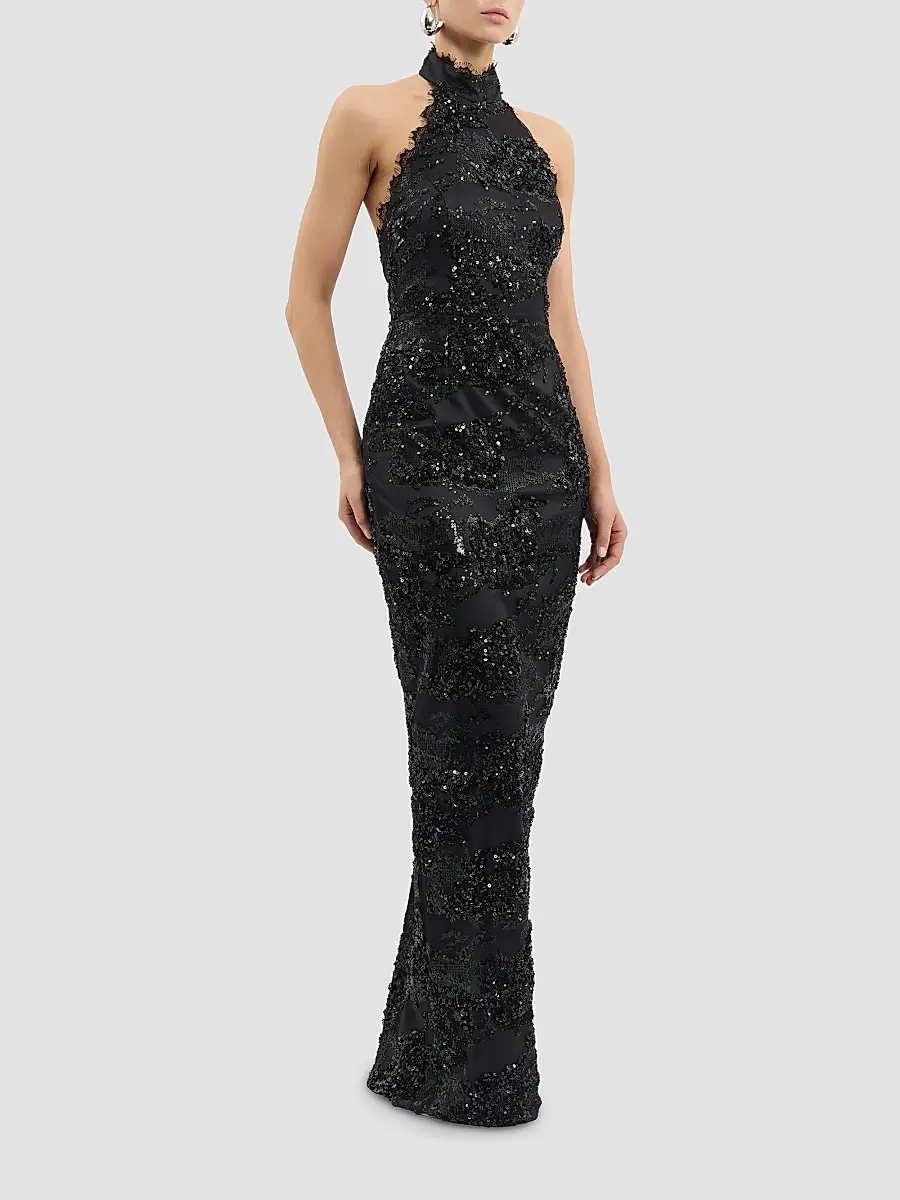 Rebecca Vallance Women's Beau Sequined Halterneck Gown | Thumbnail 4 Rebecca Vallance Women's Beau Sequined Halterneck Gown | Thumbnail 4
