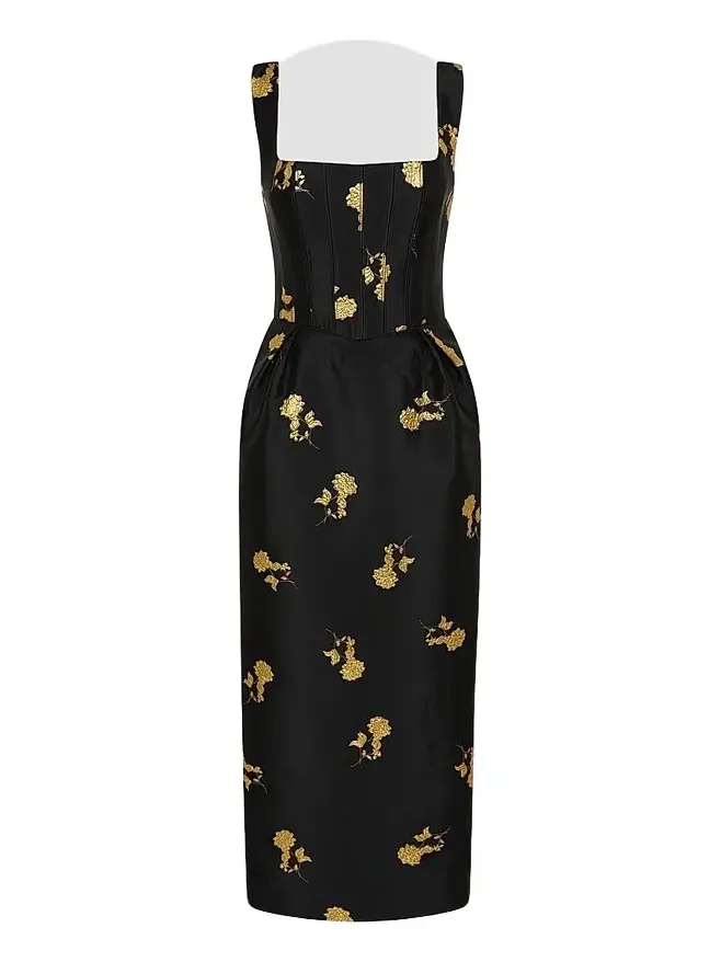 Women's Mariya Metallic Floral Midi-Dress