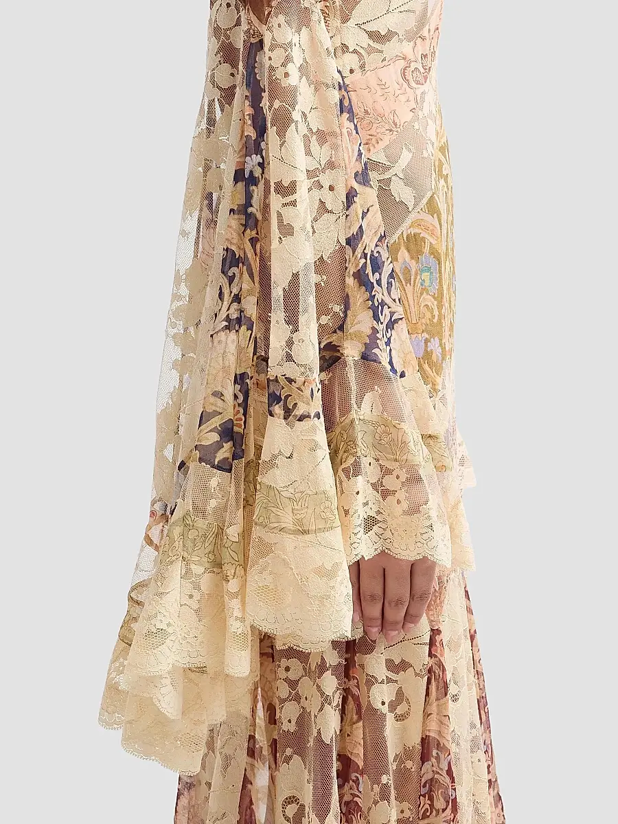 Zimmermann Women's Valiant Floral Silk Patchwork Gown | Thumbnail 5 Zimmermann Women's Valiant Floral Silk Patchwork Gown | Thumbnail 5