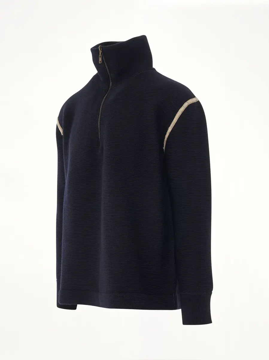 Maison Margiela Knit Pullover with Stripe Detail in Navy | Thumbnail 2