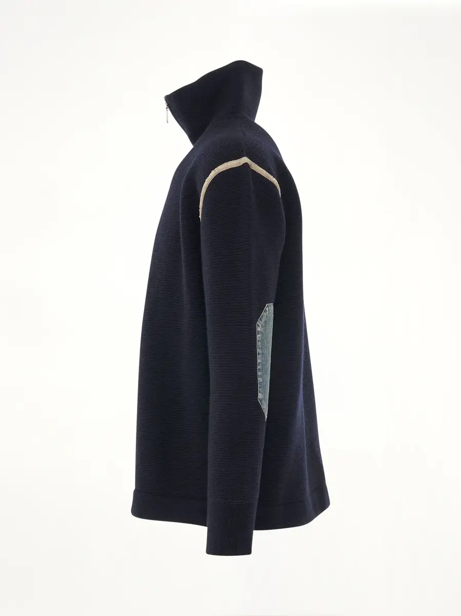 Maison Margiela Knit Pullover with Stripe Detail in Navy | Thumbnail 3
