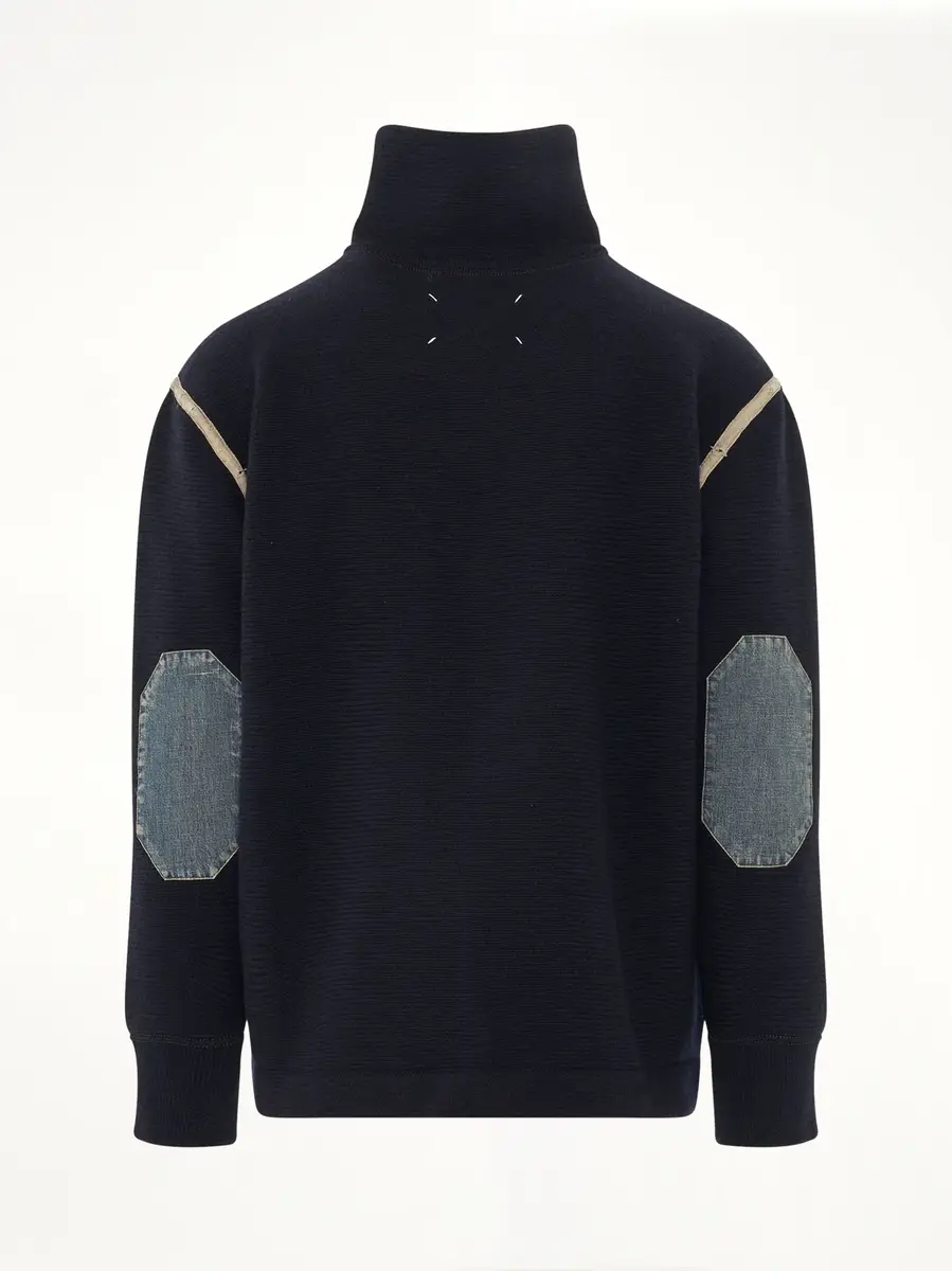 Maison Margiela Knit Pullover with Stripe Detail in Navy | Thumbnail 4