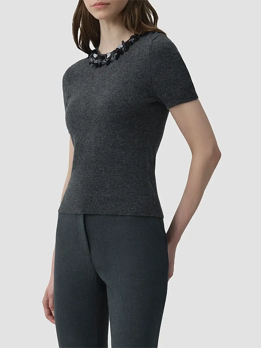 Simkhai Women's Sophie Floral-Sequined Wool-Cashmere Top | Thumbnail 4 Simkhai Women's Sophie Floral-Sequined Wool-Cashmere Top | Thumbnail 4