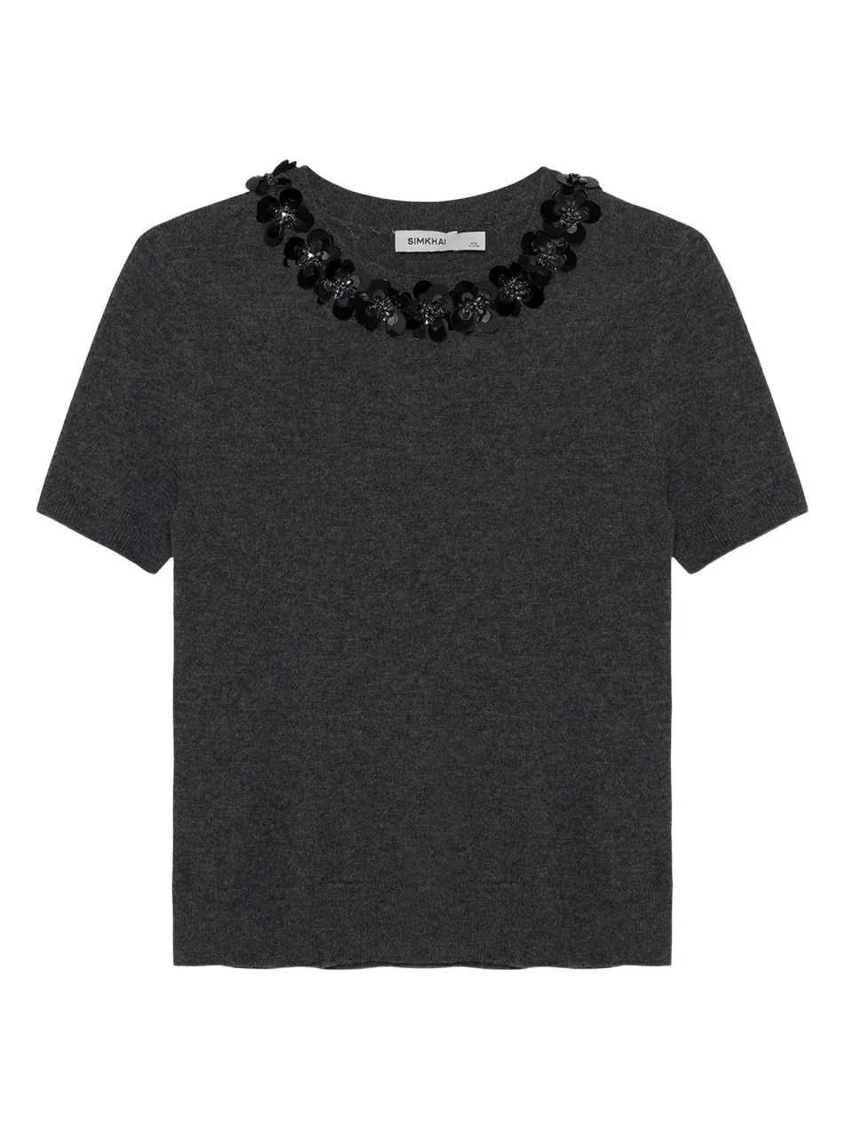 Simkhai Women's Sophie Floral-Sequined Wool-Cashmere Top
