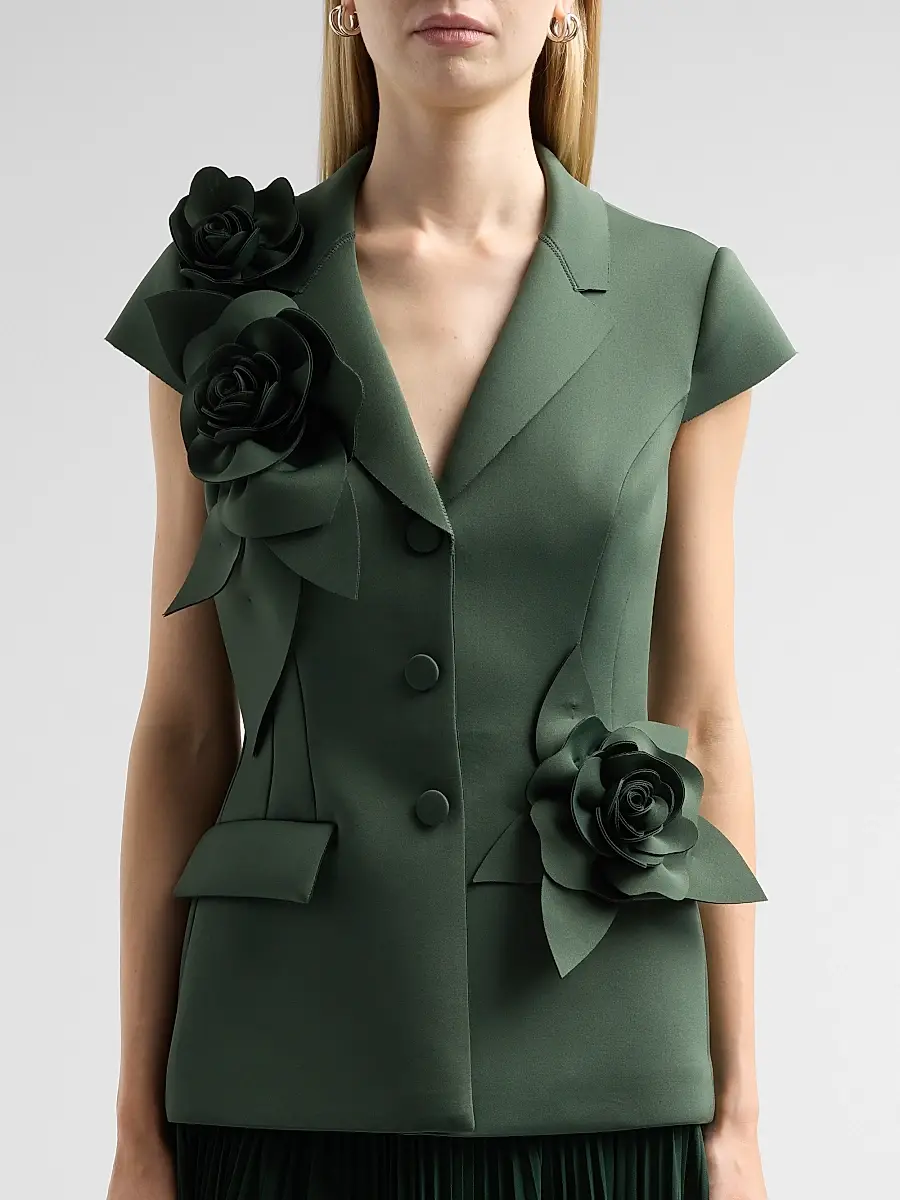 BADGLEY MISCHKA Women's Blazer Floral Appliqué Pelated Gown | Thumbnail 5 BADGLEY MISCHKA Women's Blazer Floral Appliqué Pelated Gown | Thumbnail 5