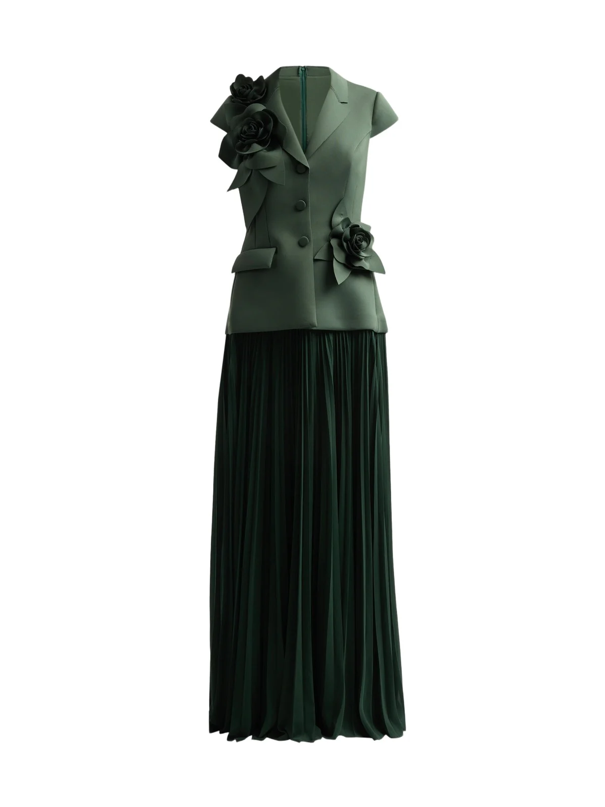 Women's Blazer Floral Appliqué Pelated Gown Women's Blazer Floral Appliqué Pelated Gown
