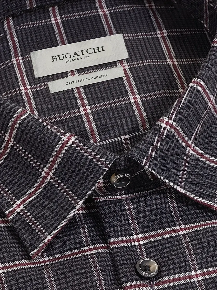 Bugatchi Men's Julian Woven Shaped Cotton-Cashmere Shirt | Thumbnail 5 Bugatchi Men's Julian Woven Shaped Cotton-Cashmere Shirt | Thumbnail 5
