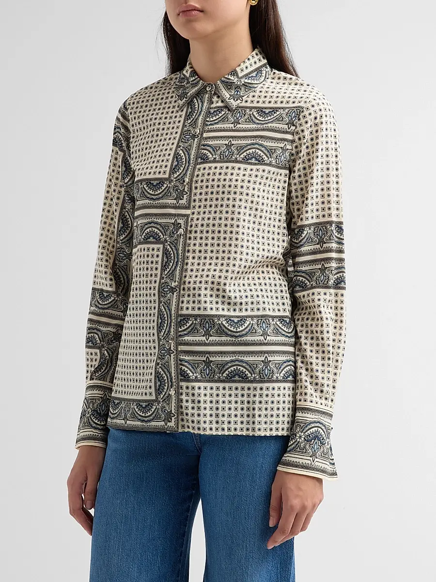 Veronica Beard Women's Monique Paisley Silk-Blend Shirt | Thumbnail 4 Veronica Beard Women's Monique Paisley Silk-Blend Shirt | Thumbnail 4