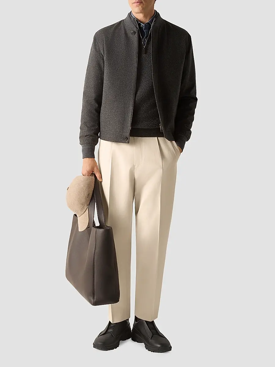 Zegna Men's Cotton and Wool Pants - Cream White | Thumbnail 2