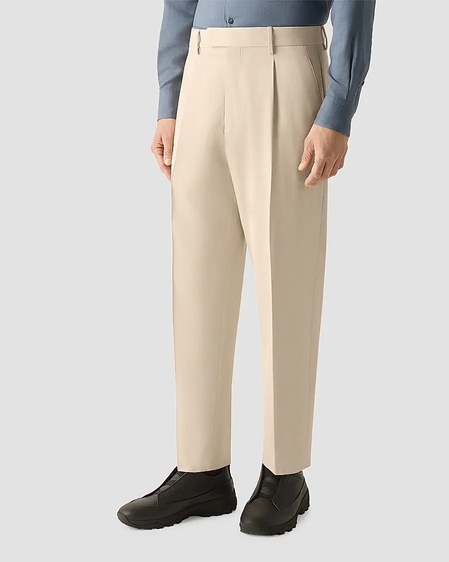 Zegna Men's Cotton and Wool Pants - Cream White | Thumbnail 3