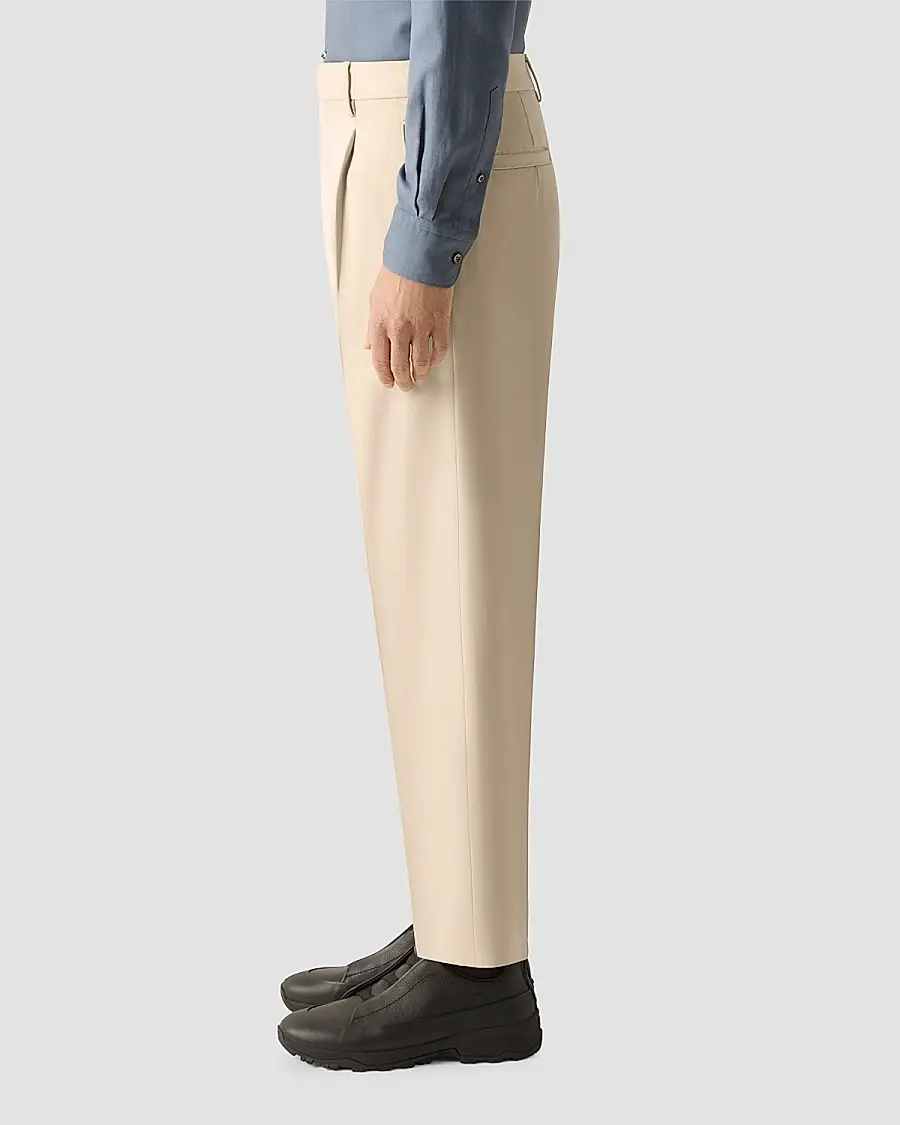 Zegna Men's Cotton and Wool Pants - Cream White | Thumbnail 4