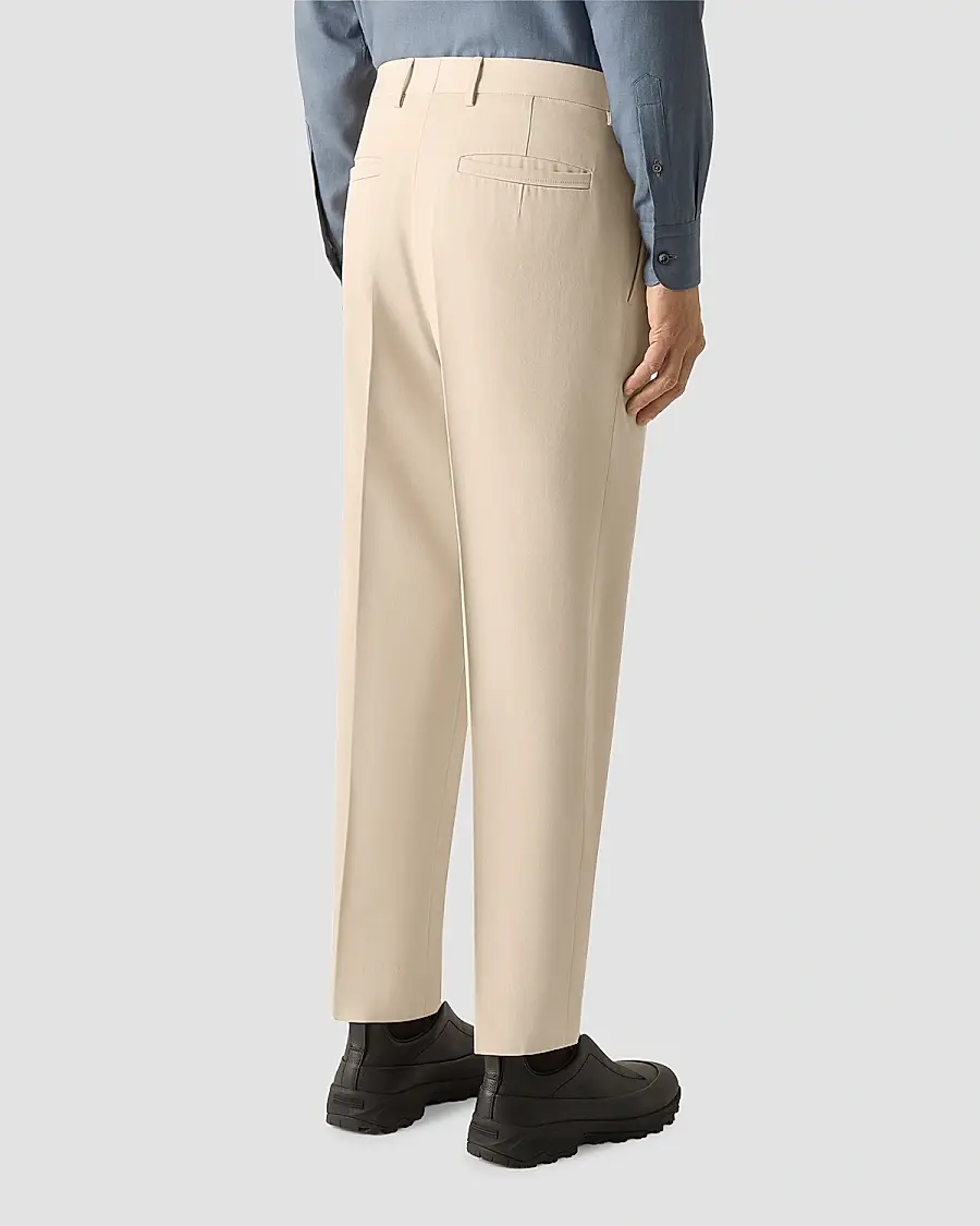 Zegna Men's Cotton and Wool Pants - Cream White | Thumbnail 5