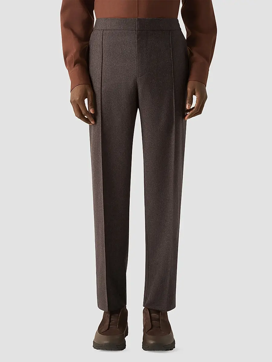 Zegna Men's Wool, Silk and Cashmere Pants - Dark Brown | Thumbnail 4 Zegna Men's Wool, Silk and Cashmere Pants - Dark Brown | Thumbnail 4