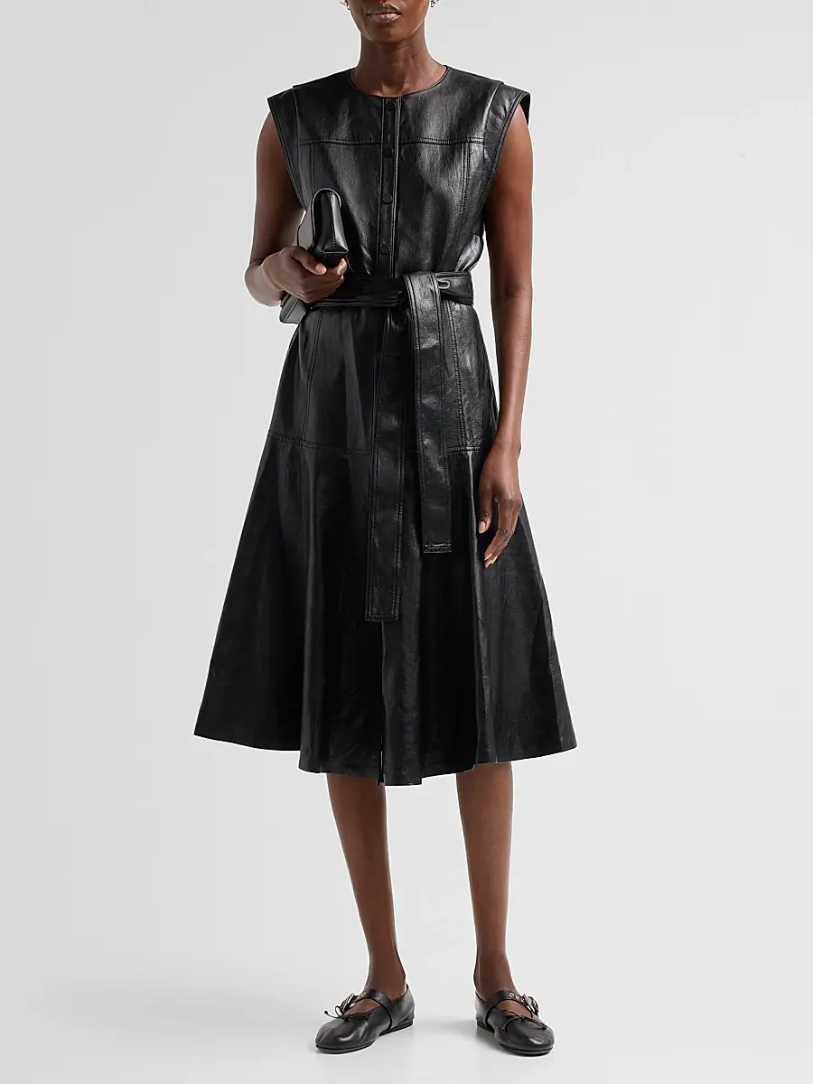 Kobi Halperin Women's Brenda Faux-Leather Tie-Waist Midi Dress | Thumbnail 2 Kobi Halperin Women's Brenda Faux-Leather Tie-Waist Midi Dress | Thumbnail 2