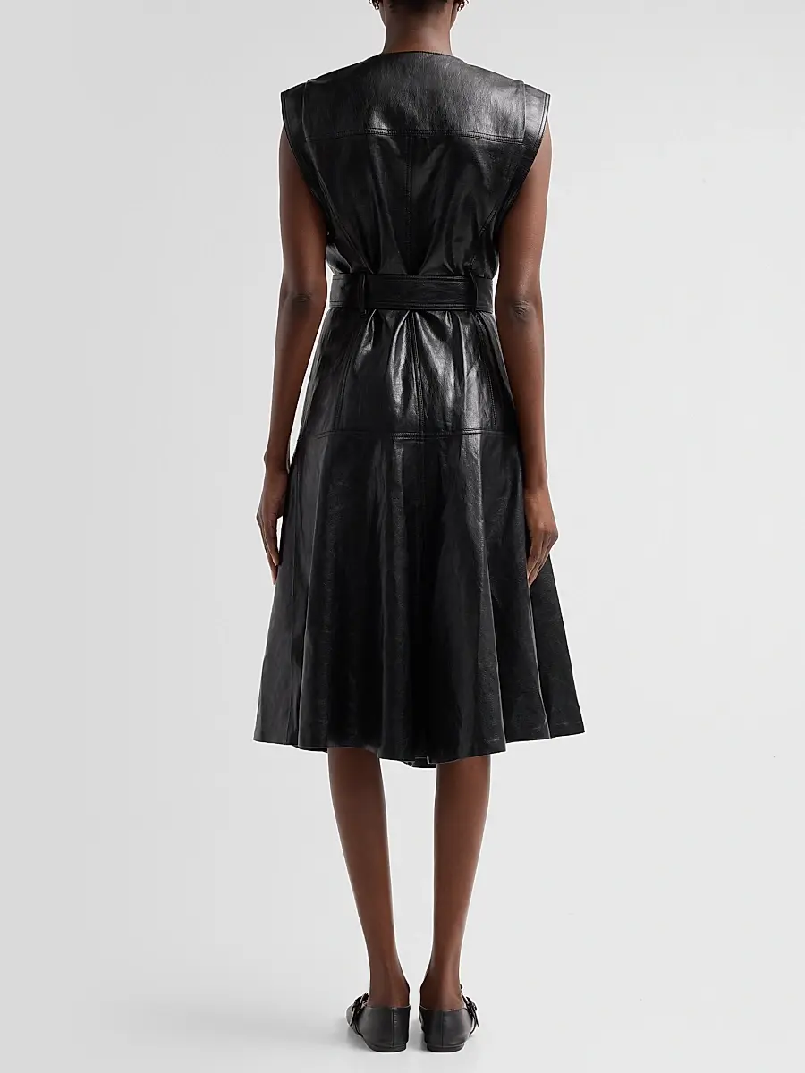 Kobi Halperin Women's Brenda Faux-Leather Tie-Waist Midi Dress | Thumbnail 3 Kobi Halperin Women's Brenda Faux-Leather Tie-Waist Midi Dress | Thumbnail 3