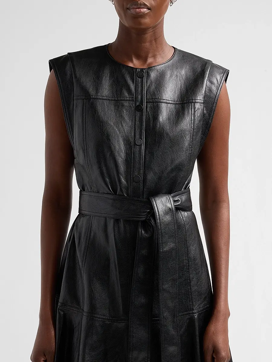 Kobi Halperin Women's Brenda Faux-Leather Tie-Waist Midi Dress | Thumbnail 5 Kobi Halperin Women's Brenda Faux-Leather Tie-Waist Midi Dress | Thumbnail 5